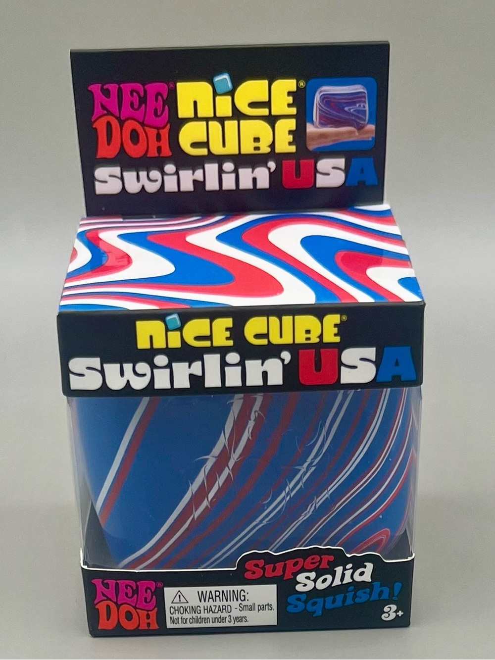Authentic NEEDOH Nice Cube Swirlin' USA 🇺🇸 Super Soft Squish ~ Red/White/Blue 🎆